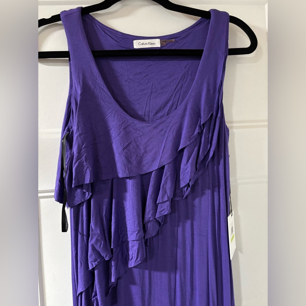 Calvin Klein Purple Ruffle Maxi Dress